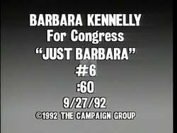 ["In the 1992 campaign ad, Barbara Bailey Kennelly focuses on economic reform and job creation for Connecticut. She is seen actively engaging with constituents, discussing the transformation of defense cuts into job opportunities, and addressing healthcare reforms. Kennelly emphasizes her dedication to economic recovery and the importance of adapting to new economic challenges while surrounded by concerned citizens and American flags."]
