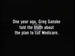 ["In the 1996 political TV ad, Democratic candidate Connie McBurney criticizes Republican Greg Ganske, depicting him as distressed and conflicted over his vote for Medicare cuts influenced by Newt Gingrich. The ad portrays Ganske as torn between political pressures and the welfare of his constituents, emphasizing his regret and the negative impact on Iowa families."]