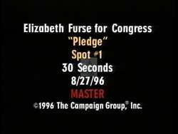 ["In the 1996 campaign ad, Democratic candidate Elizabeth Furse emphatically promotes a positive, issue-focused campaign. She earnestly addresses the camera across multiple scenes, pledging to concentrate on crucial issues like Medicare, education, and community safety, while standing in front of campaign posters signaling a message of positive change."]