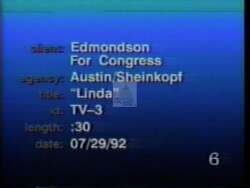 ["The 1992 political campaign ad for Democratic candidate William Andrew (Drew) Edmondson features several home-centered scenes. Throughout the ad, Drew and his wife, juxtaposed against a homely backdrop in Muskogee, emphasize their deep roots and unwavering commitment to Oklahoma. The local-focused narrative underscores Drew's dedication to addressing state-specific issues, reinforcing his strong connection to the community."]