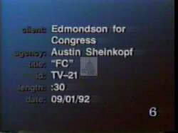 ["In the 1992 presidential campaign ad for Democrat Drew Edmondson, a poignant scene features an elderly woman discussing her modest contribution to Edmondson's campaign. This effectively dispels rumors that his campaign is solely supported by elite, high-dollar donors, illustrating grassroots support and broad appeal among everyday citizens."]