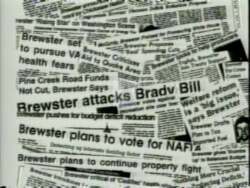 ["In the 1994 campaign ad, Democratic candidate Bill K. Brewster highlights his close ties to agricultural and small business communities. Featuring a series of confident addresses from both political rallies and direct appeals to the camera, Brewster emphasizes his local and populist approach, all against quintessentially patriotic backdrops such as American flags."]
