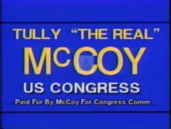 ["The 1994 political TV ad for Democratic presidential candidate Tully McCoy emphasizes his commitment to justice and safety. Featuring McCoy as a resolute prosecutor in various courtroom scenes, the ad portrays him as a fervent advocate against crime. His presence at podiums and steps, addressing juries and crowds, symbolizes staunch justice and dedication to societal security."]