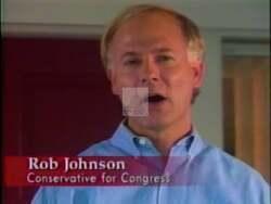 ["In his 1994 presidential campaign ad, Republican candidate Rob Johnson presents himself with confidence and determination. Through various scenes, he addresses an audience and speaks directly to the camera, emphasizing his strong opposition to then-President Clinton's policies, promising leadership and embodying youthful decisiveness. Johnson advocates for a resilient stance against the current administration's directives."]