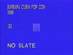 ["In a poignant 1996 campaign ad, Republican Barbara L. Cubin's children passionately endorse her presidential run, praising her integrity, honesty, and dedication to public service. The ad features heartfelt testimonials from her family members and scenes of Cubin speaking, aiming to underscore her suitability and commitment to political office, particularly for Wyoming."]