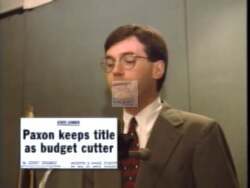 ["The 1996 political TV ad for Bill Paxon emphasizes his dedication as a family man intertwined with his political aspirations. Frequent scenes featuring Paxon at the podium and interacting with supporters blend seamlessly with touching familial moments holding his newborn daughter Susan Ruby, and his wife Susan, symbolizing his commitment to both family and constituents."]