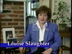 ["In her 1996 campaign ad, Democratic candidate Louise McIntosh Slaughter directly addresses the camera to express her gratitude to voters. Through various scenes set in a professional environment, she highlights her key political achievements and asks for continued support while seeking reelection. Slaughter emphasizes her commitment to her district and acknowledges her constituents' significant role in her political journey."]