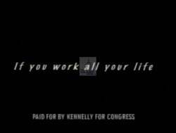 ["In Barbara Bailey Kennellys 1996 campaign ad, she emphasizes a strong commitment to safeguarding pensions and healthcare for the elderly. Scenes show a relieved elderly woman with her savings, and an elderly politician passionately advocating for healthcare and pension reforms at a podium before an attentive audience. The ad stresses security in retirement."]