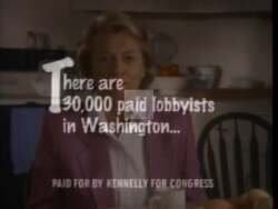 ["The 1996 presidential campaign ad for Democratic candidate Barbara Bailey Kennelly showcases her strong advocacy for children���������s rights. Scenes depict Kennelly as a focused and passionate advocate, emphasizing her commitment to improving education, welfare, and policy decisions affecting children. The ad portrays her battling against corporate lobbyists to prioritize children���������s interests in legislative processes."]