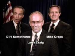 ["Helen Chenoweth's 1996 political ad portrays her actively campaigning for re-election to Congress, highlighting her achievements and future goals. Scenes feature enthusiastic political rallies with supporters holding signs, while Chenoweth confidently discusses her platform, urging continued support from constituents. The ad emphasizes her dedication to Idaho's interests and her commitment to effective leadership."]