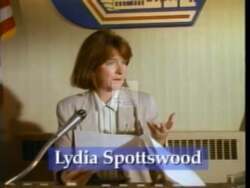 ["In her 1996 presidential campaign ad, Lydia C. Spottswood emphasized her commitment to public safety. The ad features multiple scenes of Spottswood speaking at various rallies, consistently advocating for community safety initiatives while surrounded by supportive crowds. Her message focuses on reducing crime and ensuring safer neighborhoods, resonating strongly with her audience."]
