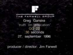 ["The 1996 political TV ad for John Greg Ganske features a series of scenes where misinformation about student loan legislation is debunked. Journalists and Ganske himself address and correct false claims made by Connie McBurney that Ganske supported legislative cuts to student loans. Instead, Ganske reportedly increased student loans by 50%."]