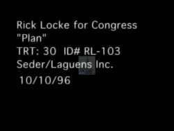 ["In the 1996 campaign ad, Democratic candidate Rick Locke confidently presents his economic vision, emphasizing fiscal responsibility and tax cuts. Set in various town hall meetings, Locke connects with diverse, engaged voters, demonstrating his commitment to a balanced budget and a secure future. Scenes with graphs, American flags, and supportive crowds underscore his main messages."]