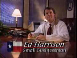 ["In the 1996 political TV ad, Republican candidate Ed Harrison passionately promotes his vision of revitalizing Texas, symbolized through scenes at construction sites and speaking engagements. With recurring imagery of growth and rebuilding, the ad emphasizes Harrison's commitment to community development and leadership, culminating in positive interactions with construction workers and optimistic crowd responses."]