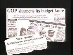 ["In her 1996 campaign ad, Democratic Party candidate Lydia C. Spottswood empowers her presidential bid with vows of fiscal responsibility and corporate accountability. Each scene showcases her commitment as she addresses enthusiastic crowds and speaks at podiums. Emphasizing responsible governance, she pledges reform to ensure government and corporate sectors are accountable."]