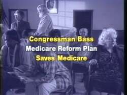 ["The 1996 political TV ad for Charles Foster Bass emphasized the urgency of reforming and preserving Medicare. Through scenes of Bass speaking, seniors discussing the issue and reacting to political messages, the ad portrayed Bass as a committed advocate for Medicare reform, aiming to ensure its future sustainability and protect elderly citizens."]