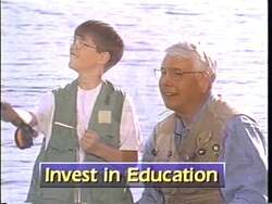 ["In his 1996 political TV ad, Democratic candidate William Petzoldt Yellowtail highlights his commitment to advancing policies beneficial to Montana families, specifically emphasizing education and healthcare. He contrasts his forward-looking vision with the regressive policies of his opponent, Rick Hill, presenting a strong, confident demeanor against scenic Montana backdrops. The ad aims to portray Yellowtail as the right choice for Montana's future."]