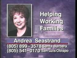 ["Andrea H. Seastrand's 1996 political TV ad invokes nostalgic imagery of family vacations to evoke simpler, financially manageable times. It emphasizes the benefits of fiscal responsibility and lower taxes, illustrating how Seastrand's policies aim to enhance family affordability and joy. The ad uses family happiness and cherished memories as a pivot to promote her economic agenda and criticize high taxes and governmental spending."]