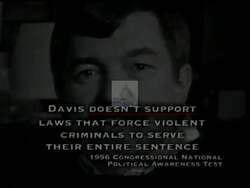 ["In the 1996 campaign ad, Republican Jon Lynn Christensen is portrayed as a staunch advocate for public safety and victims' rights, frequently contrasting his tough stance on crime with opponent James Martin Davis's perceived leniency. Christensen is depicted as determined and proactive, prioritizing strict sentencing and stringent laws to ensure community and family safety. The ad emphasizes his commitment by showing him in authoritative settings and criticizing Davis���������s approaches to crime policy."]