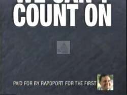 ["In the 1998 TV ad for Republican Miles S. Rapoport, various scenes depict opponent John Larson negatively, emphasizing his decisions to cut essential services and increase taxes. The ad uses sharp visual cuts and repetitive \"cut\" and \"tax\" graphics to intensify its critical stance, painting Larson in a distinctly unfavorable light."]