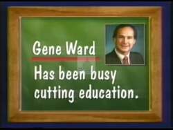 ["The 1998 campaign ad for Democratic presidential candidate Neil Abercrombie focuses on contrasting his support for affordable education and increased teacher hires with Republican Gene Ward's opposition to these initiatives. Abercrombie passionately advocates for accessible education and improved teacher hiring, emphasizing his commitment to enhancing Hawaii's educational system, while contrasting Ward's policies, which he claims hinder progress and harm Hawaii's future."]