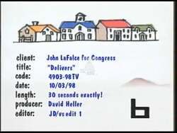 ["In John Joseph LaFalce's 1998 presidential campaign ad, he is portrayed as a dedicated community leader, energetically engaging with constituents across various settings. The ad highlights his connections with local voters, showing scenes of LaFalce interacting warmly with community members, workers, and elderly citizens, while symbols of economic and social commitment like Niagara Falls Air Force Base reinforce his leadership narrative."]