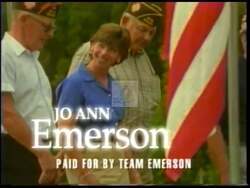 ["In her 2000 campaign ad, Jo Ann Emerson focuses on social security and healthcare, portraying herself as a caring, committed leader. The video shows Emerson engaging with seniors and families across various settings, from town hall meetings to community centers, emphasizing her dedication to protect and enhance benefits for the elderly."]