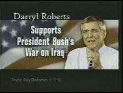 ["In the 2002 campaign ad, Democratic presidential candidate Daryl Roberts is portrayed as a decorated veteran and advocate for education. The ad contrasts his military service and commitment to the nation with opponent Tom Cole���������s perceived lack of service and evasive demeanor. Through various scenes, Roberts's leadership qualities are highlighted against backdrops of American flags, emphasizing his patriotism and dedication. Meanwhile, Cole is shown in unfavorable light, appearing uncomfortable and uncertain."]