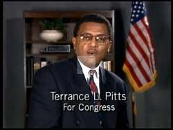 ["In the 1990 political TV ad, Congressman Terrance Pitts campaigns for re-election, highlighting his commitment to unity and addressing Milwaukee���������s challenges. Positioned in various settings, Pitts promises policy changes and actions tailored to the needs of Milwaukee's 5th District, earning voters' trust through his experience and approachability."]