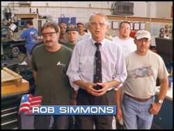 ["In the 2004 political TV ad, Republican candidate Rob Simmons emphasizes his commitment to job creation, contrasting his record with opponent Sullivan���������s poor job performance and attendance. Featuring several scenes of Simmons speaking at manufacturing facilities, the ad underlines his advocacy for economic growth and criticizes Sullivan���������s ineffective policies."]