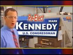 ["In his 2004 political TV ad, Republican candidate Mark Raymond Kennedy prominently features himself speaking in Congress, focusing intensely on promoting job creation, economic recovery, and sustained tax relief. The ad emphasizes his legislative efforts and commitment to fiscal policies aimed at facilitating economic growth and stability."]