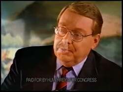 ["In the 2002 TV ad for Jim Humphreys' Democratic presidential campaign, he emphasizes his commitment to protecting jobs in West Virginia. He criticizes NAFTA and other trade policies he views as harmful, while advocating for fair trade and endorsing local job protection initiatives. Humphreys showcases his economic plan supported by local groups and media endorsements, striking a confident and resolute stance at various campaign events."]