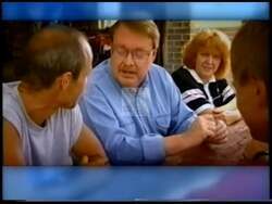 ["In his 2002 political TV ad, Democratic Party candidate Jim Humphreys is portrayed as a strong, confident leader. Each scene, set against backdrops of American and West Virginia flags, labor union endorsements, and lush local landscapes, showcases him advocating for workers' rights and dedication to working families. The consistent presence of supportive crowds conveys widespread community support, while campaign slogans like \"Fighting for Us\" underscore his commitment."]