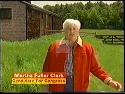 ["In Martha Fuller Clark's 2002 presidential campaign ad, she connects deeply with New Hampshire's natural beauty and rural values. Scenes of Clark passionately advocating for environmental preservation in lush fields and rural landscapes underscore her commitment to these issues, resonating with voters who prioritize nature and agriculture."]