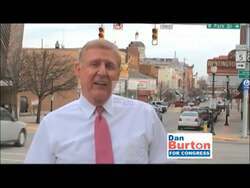 ["In his 2010 presidential campaign ad, Republican candidate Dan Burton vehemently criticizes Democratic tax and spending policies. He speaks directly to the camera across multiple scenes, advocating for Ronald Reagan's economic strategies, which include significant tax cuts and reduced government spending, aimed at boosting the economy and job creation."]