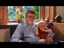 ["In the 2010 political TV ad, Republican Congressman Mark Souder discusses the future of U.S. job markets and energy policies with his young grandson, Grant. Throughout the ad, Souder emphasizes the importance of diverse energy policies to secure economic stability for future generations, positioning himself as a forward-thinking and family-oriented candidate."]