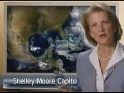 ["In a 2008 presidential campaign ad, Republican Shelley Moore Capito emphatically advocates for U.S. energy independence. Using varied backdrops, including the U.S. Capitol and an ocean view, Capito calls for innovative legislative action and increased investment in renewable energy, criticizing reliance on foreign oil and emphasizing policy reforms."]