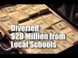 ["In his 2008 political TV ad, Republican Sam Graves accuses his opponent, Mayor Kay Barnes, of inappropriately allocating taxpayer money. The ad claims Barnes diverted funds intended for schools to provide tax breaks for wealthy developers, emphasizing the detrimental effects on education. The montage shows urban construction contrasted with classroom scenes, underscoring the alleged misallocation."]