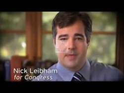["In his 2008 political campaign ad, Democratic Party candidate Nick Leibham attacks incumbent Congressman Brian Bilbray. Leibham accuses Bilbray of neglecting veterans and engaging in financial misconduct with Wall Street banks. The ad features stern visuals of Leibham surrounded by his campaign materials as he denounces Bilbray���������s policies."]