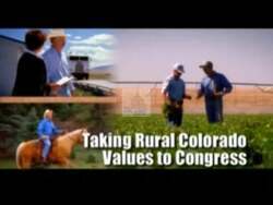 ["In his 2008 political TV ad, Congressman John Salazar emphasizes his connection to rural Colorado. Symbolically standing in various green fields and on his farm, he highlights his commitment and dedication to the state���������s rural values and lifestyle, aiming to resonate deeply with Colorado's agricultural community."]