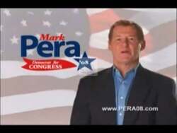 ["Mark Pera's 2008 campaign ad heavily criticizes his opponent's support for policies favorable to the oil industry. It visually represents oil profits and George Bush's policies with derogatory imagery, highlighting Pera's opposing stance on oil company tax cuts and advocating for energy policy reform, clearly positioning Pera as a candidate for change."]