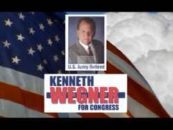 ["Kenneth Wegner's 2010 political ad for his congressional campaign in Nevada's District 1 highlights his commitment to job creation, energy independence, and simplifying taxes. Featuring scenes of Wegner delivering speeches in various settings, including in front of an American flag, the ad emphasizes his military background and positions him as a dedicated, solution-oriented leader."]