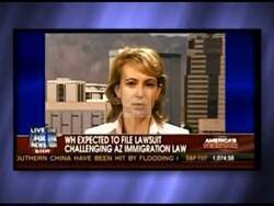 ["In her 2010 campaign ad, Democratic Party candidate Gabrielle Giffords speaks passionately against economic boycotts, arguing they harm Arizona's economy and middle-class families. Giffords criticizes federal government policies on border security and pledges to protect Arizona���������s interests and ensure economic stability for its residents. She positions herself as a defender of Arizona's middle class."]