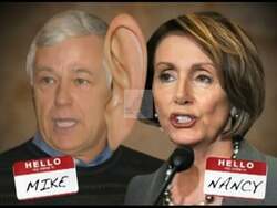 ["In Jason Levesque's 2010 campaign ad, repetitive scenes depict Mike Michaud attentively listening to Nancy Pelosi in various settings, suggesting his close political alignment with her. The ad aims to criticize Michaud by highlighting his connection to Pelosi, implying that her influence shapes his political decisions."]
