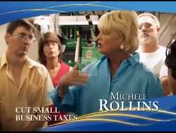 ["In her 2010 presidential campaign TV ad, Michele Rollins criticizes the current political climate and advocates for significant reforms. She emphasizes the necessity of government reform, economic growth, reduced government intervention, and fiscal responsibility. Rollins stands firmly against government bailouts, calls for small business tax cuts, and promotes policies to curb government expansion���������all while presenting a resilient and confident demeanor against patriotic backdrops."]