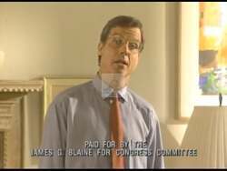 ["In his 1996 political TV ad, Democratic candidate Jamie Blaine passionately promotes a message of political unity and reform. Through various scenes, including speeches at podiums and direct addresses to the camera, Blaine emphasizes prioritizing the needs of citizens over special interests and advocates for overcoming divisive politics to focus on common goals."]