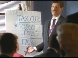 ["The 1992 campaign ad for Bob Carr focuses on his commitment to Michigan's economic and infrastructure development. Throughout the ad, Carr is depicted as a confident and assertive leader, passionately advocating for job creation and increased road funding, while highlighting his successful efforts in securing substantial federal funding for Michigan."]