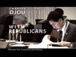 ["In a 2010 political TV ad for Anti-Charles Djou, Democratic Party candidate, Charles DeJu is portrayed negatively through repeated emphasis on his voting record aligning with Republican interests over Hawaii's needs. The ad's visuals and text criticize DeJu's claimed independence, showing his frequent votes against Hawaiian interests and depicting him in an unflattering light."]