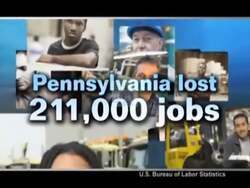 ["The political TV ad targets Joe Sestak, highlighting his support for Card Check legislation, depicting it as detrimental to jobs and promoting excessive union influence. The ad features images of Sestak beside critical text and scenes showing concerned workers, underlining the potential negative impact on employment in Pennsylvania."]