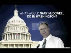 ["In the 2010 political TV ad against Republican candidate Gary McDowell, scenes display criticisms of his support for tax increases and the stimulus bill. The ad repeatedly portrays McDowell in negative contexts, emphasizing his legislative decisions that allegedly contributed to higher taxes and increased national debt, using text overlays and campaign-style critique."]